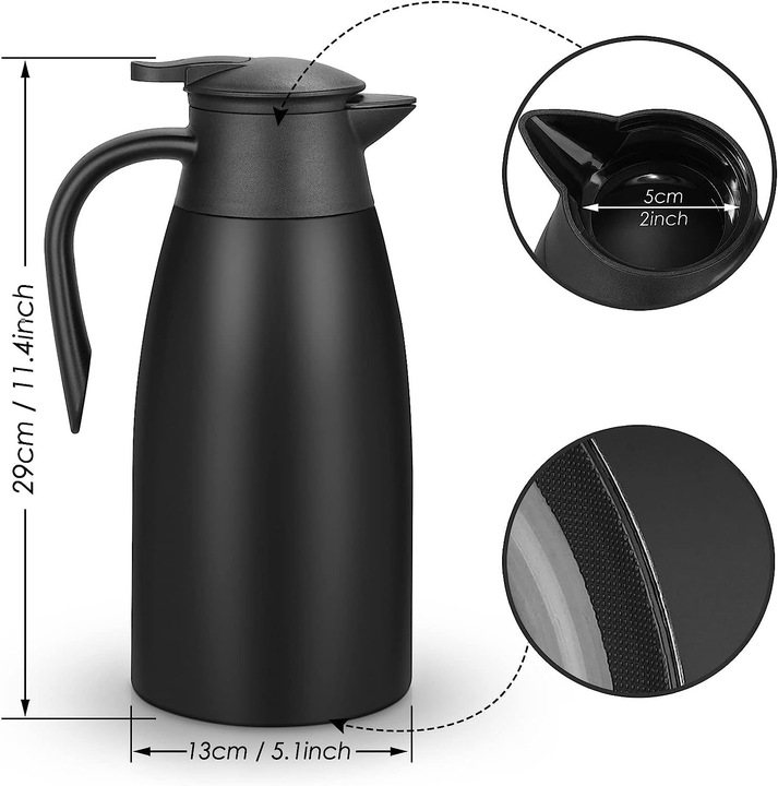 TERMICZNY CZAJNIK STALOWY 304 DUŻY OTWÓR ERGONOMICZNY UCHWYT