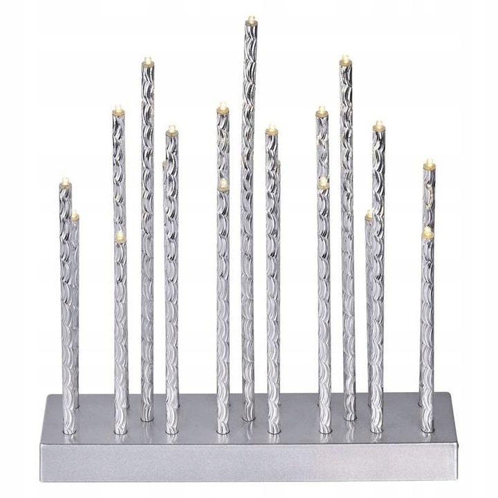Lampki choinkowe świecznik srebrny 19 LED 28 cm 3xAA ciepła biel timer EMOS