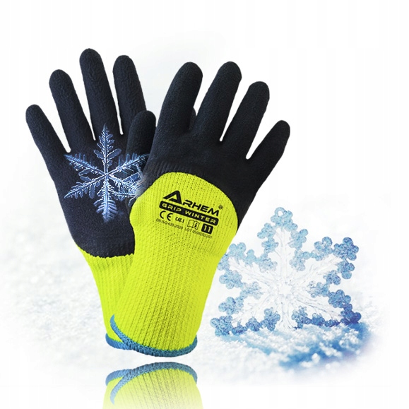 12 PAR Rękawice Robocze Ocieplane Ochronne BHP Grube Zimowe Latex Ciepłe 10