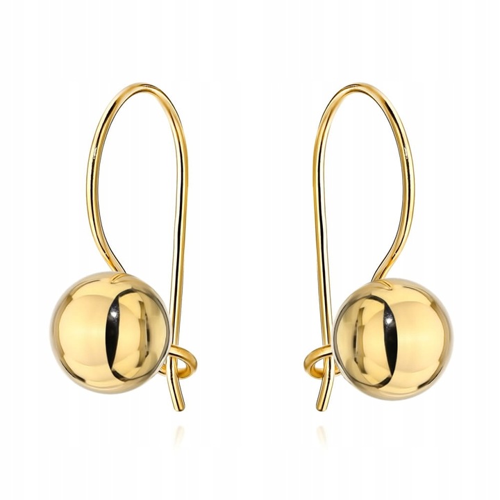 ZŁOTE KOLCZYKI GŁADKIE KULKI NA BIGLU 585 ZŁOTO GRAWER NA PREZENT