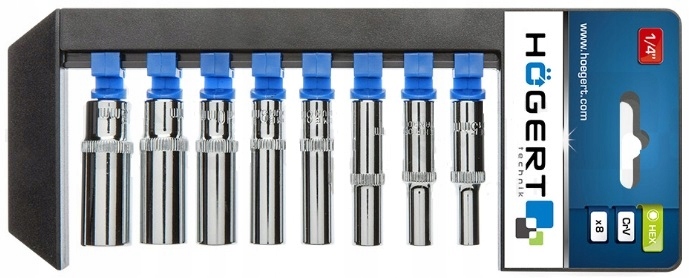 HOGERT HT1A886 ZESTAW NASADEK DŁUGICH 1/4'' NASADKI DŁUGIE 8szt. 5.5mm-13mm