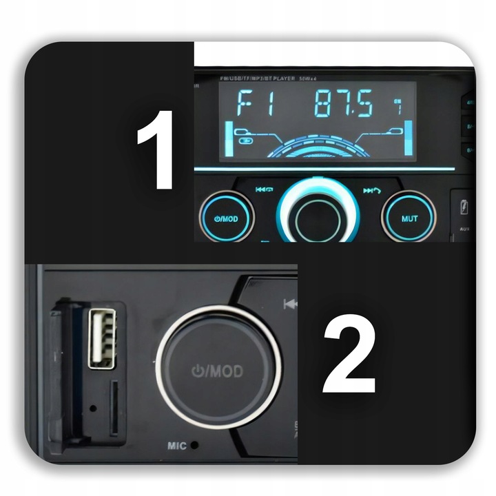 Radio Samochodowe Bluetooth 2-DIN USB SD MP3 RDS LCD AUX Pilot RGB Mikrofon