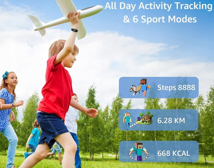 SMARTWATCH MINECRAFT SMARTBAND DLA DZIECI V102 KROKOMIERZ (3 kolory)