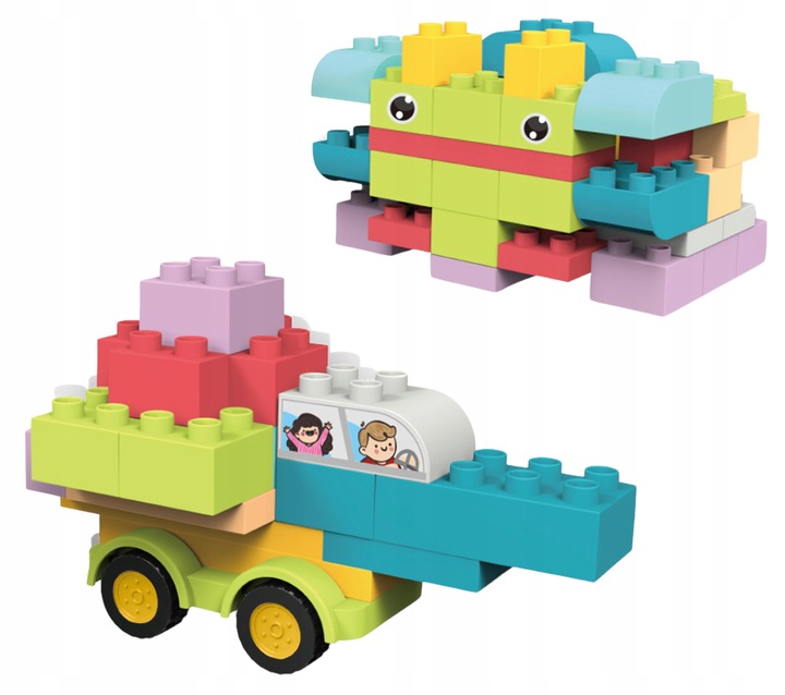 KLOCKI budowlane konstrukcyjne DUŻE ELEMENTY podwozia Zestaw XXL 86 el.