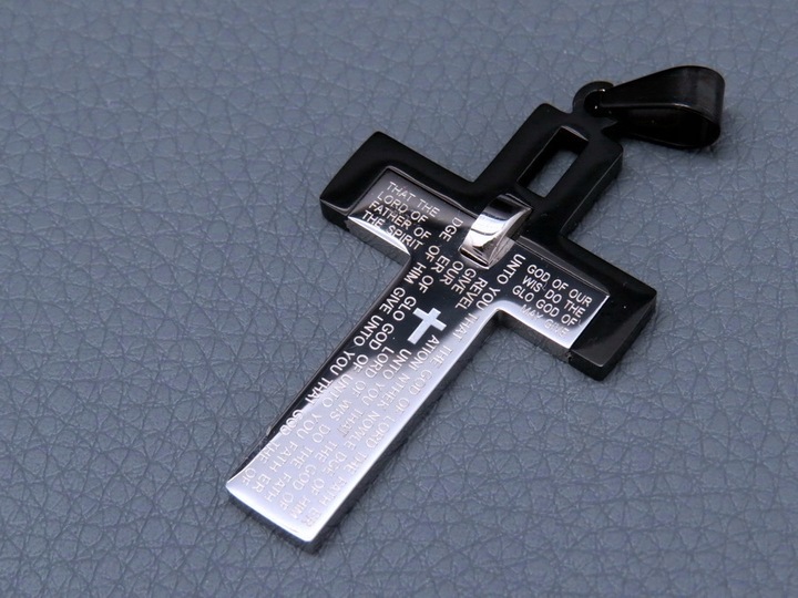 CZARNY ŁAŃCUSZEK + KRZYŻYK CZARNA STAL CHIRURGICZNA 316L SPLOT KRÓLEWSKI