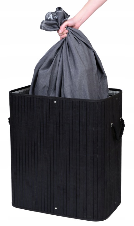 KOSZ NA PRANIE BIELIZNĘ Z BAMBUSA POJEMNIK DO SEGREGACJI KOLORÓW LOFT 100L