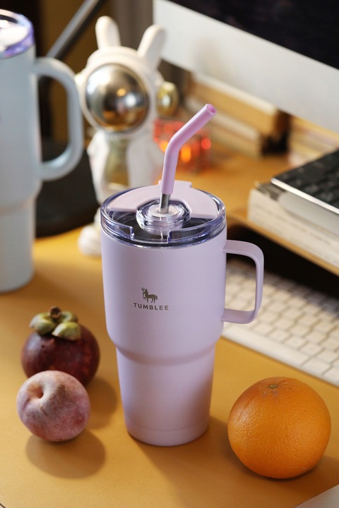 Kubek Termiczny do Auta Ze Słomką Ustnikiem Nieprzeciekający 900ml Termos