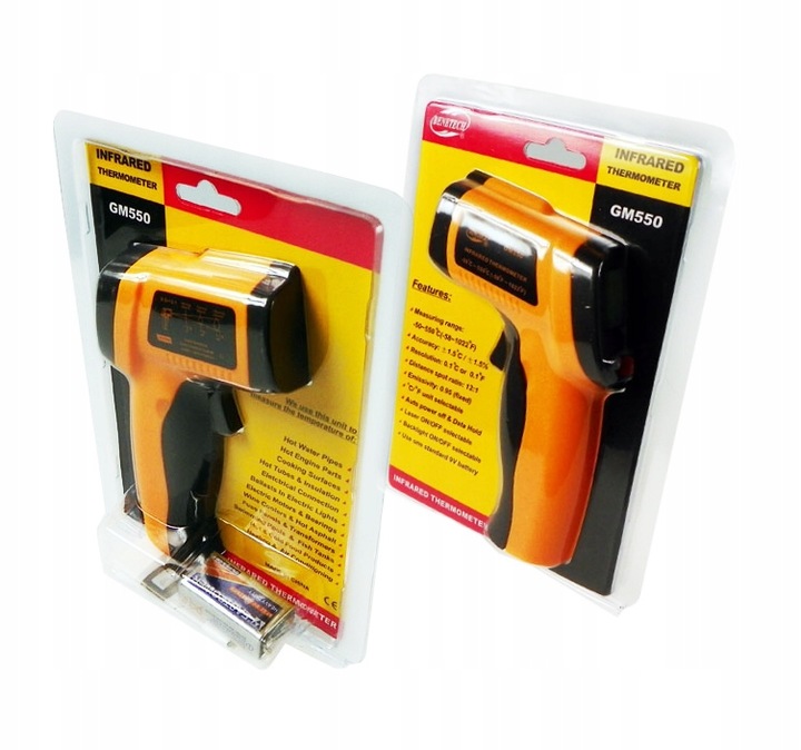 PIROMETR TERMOMETR LASEROWY BEZDOTYKOWY MIERNIK NA PODCZERWIEŃ -50 +550°C