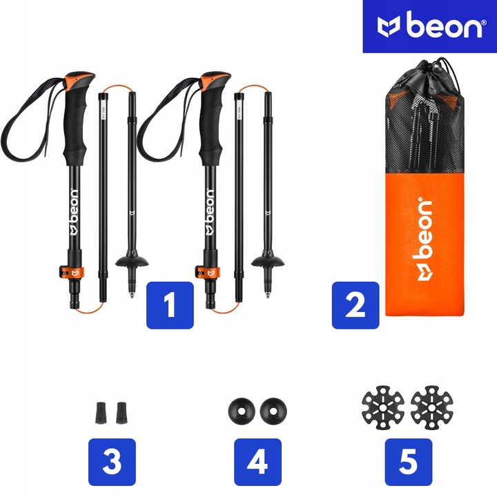 KIJE TREKKINGOWE SKŁADANE REGULOWANE KIJKI W GÓRY TURYSTYCZNE BEON FOLD