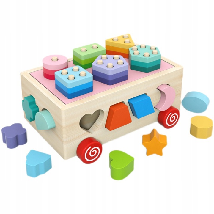 Drewniana kostka EDUKACYJNA SORTER KLOCKI 924