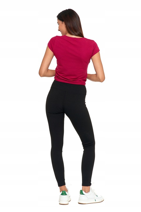 Moraj Prążkowane Damskie Legginsy z Wysokim Stanem 1500-013 czarny S/M