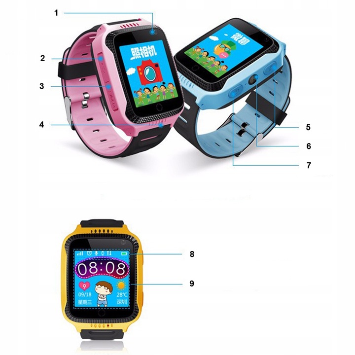 SMARTWATCH ZEGAREK DLA DZIECI SIM GPS LED KAM LOKALIZATOR ROMOWY