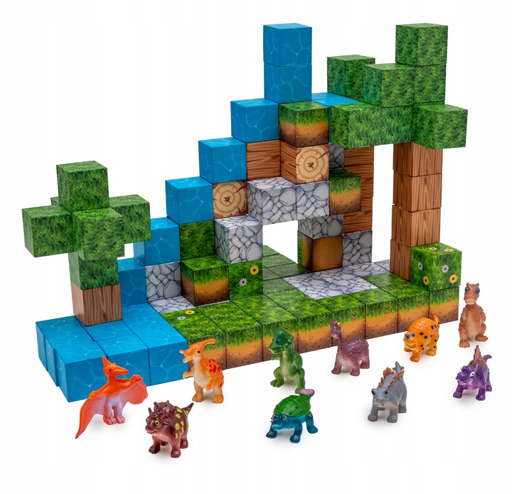 Magnetyczne klocki kostki budowlane modułowe konstrukcyjne 3d 114 elementów