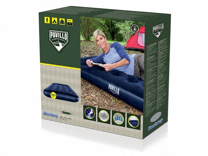 JEDNOOSOBOWY MATERAC WELUROWY Z POMPKĄ 188x99x28 cm Bestway 67224 BESTWAY