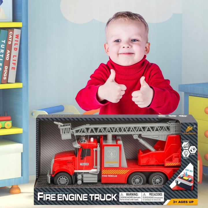 WÓZ STRAŻACKI STRAŻ POŻARNA STRZELA WODĄ ZE ŚWIATŁEM I DŹWIĘKIEM Z NAPĘDEM
