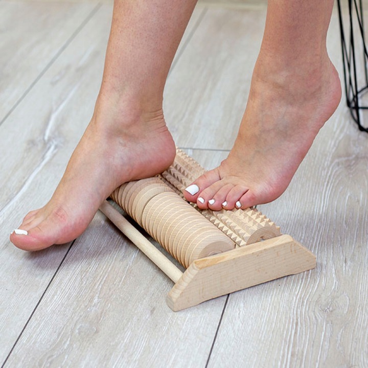 MASAŻER DO STÓP DREWNIANY ROLLER DWURZĘDOWY MASAŻ