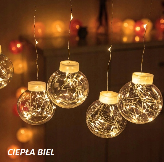 KULE WISZĄCE LAMPKI CHOINKOWE KURTYNA MIKRO LED