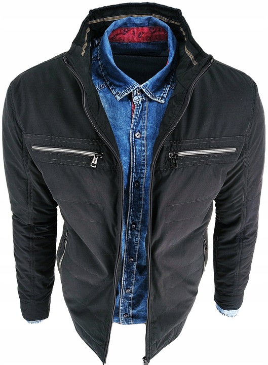 KURTKA MĘSKA PRZEJŚCIOWA PROSTA CIEMNA 3717 M