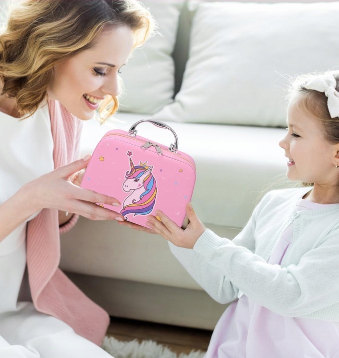 KUFEREK KOSMETYKÓW Zestaw do MAKIJAŻU I PAZNOKCI DLA DZIECI DOMOWE SPA