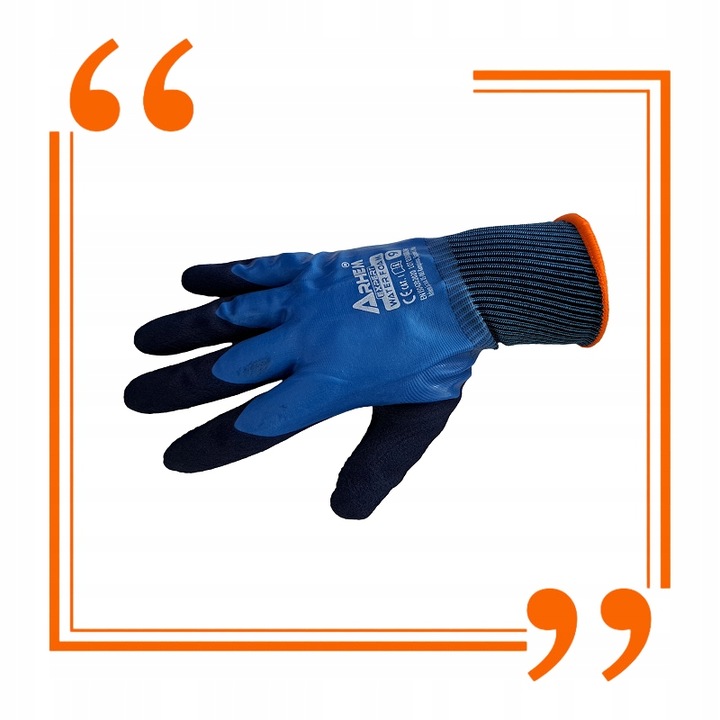 12 PAR Rękawice Robocze Wodoodporne Ochronne BHP Latex Arhem Water Foam 9-L