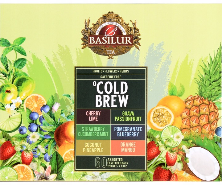 Basilur COLD BREW zestaw herbat bez kofeiny 6 SMAKÓW OWOCOWYCH - 60 KOPERT