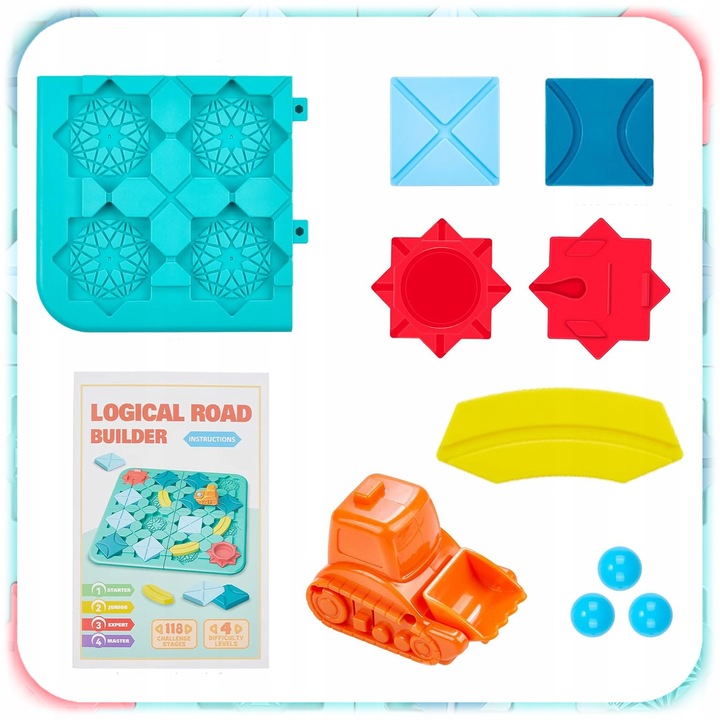 GRA LOGICZNA DLA DZIECI Układanka Labirynt Budowanie Drogi Klocki PREZENT