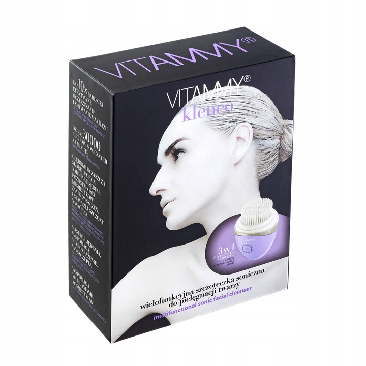SZCZOTECZKA SONICZNA DO TWARZY 6TRYBÓW 3KOŃCÓWKI USB MASAŻ VITAMMY KLENEO
