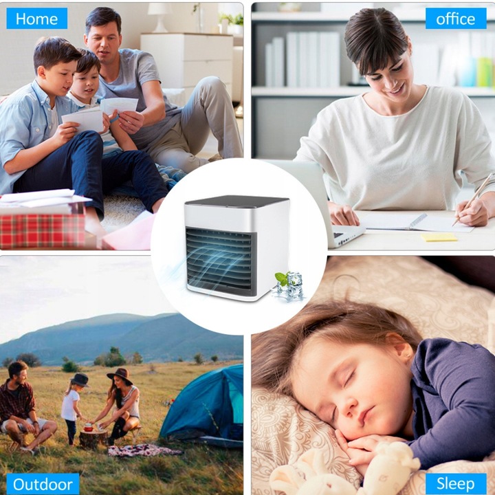 PRZENOŚNY MAŁY KLIMATYZER USB NA WODĘ i LÓD 3W1 KLIMATOR DO DOMU WENTYLATOR