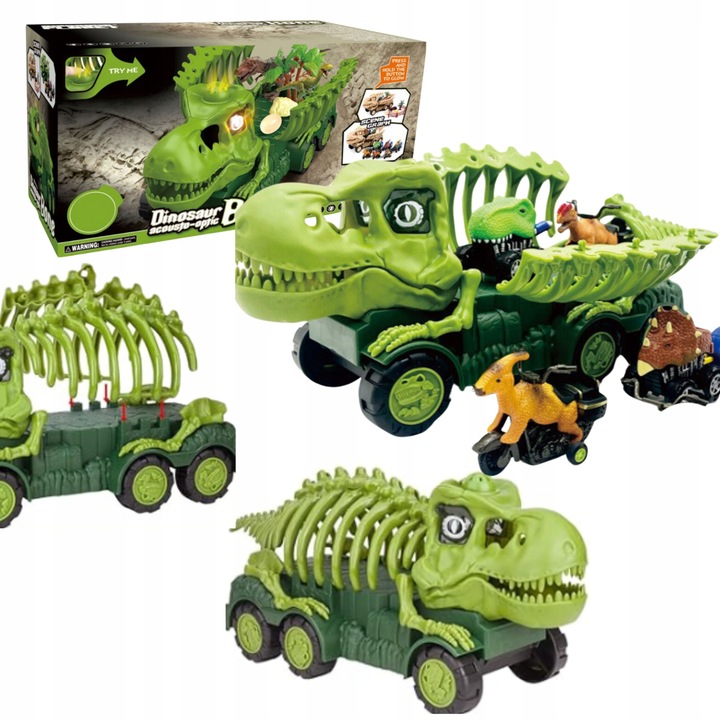 Auto transporter DINOZAUR interaktywny w zestawie z Quadem i motorem