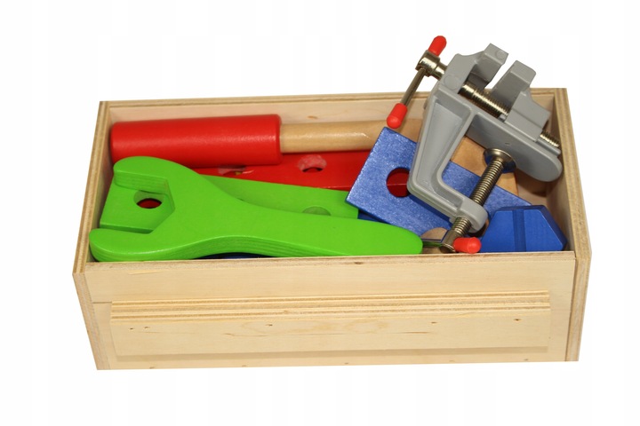 Drewn warsztat majsterkowicz tablet kłódka skrzynka 24 elementy + IMADŁO !!