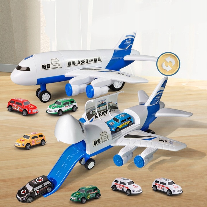 SAMOLOT Z 18 SAMOCHODAMI dla dzieci zabawki o tematyce policyjnej