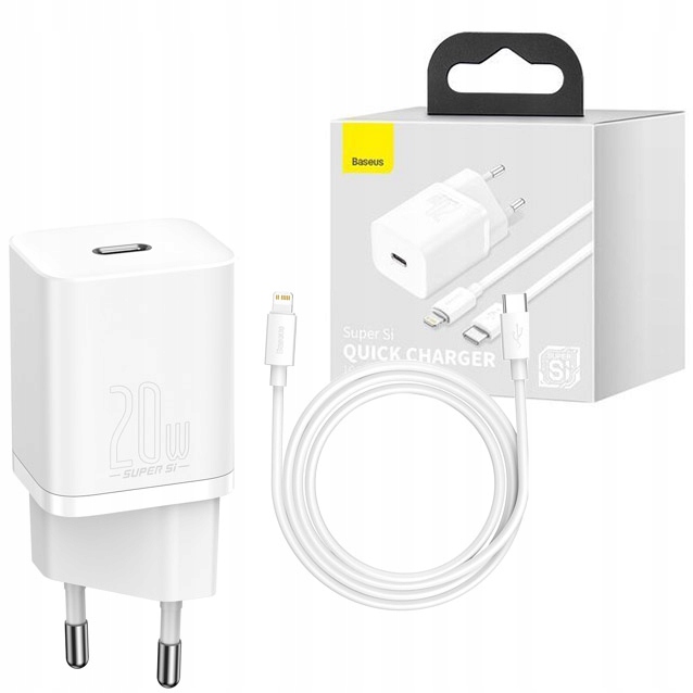 Ładowarka sieciowa Baseus USB-C 20W + kabel do iPhone Lightning fast charge