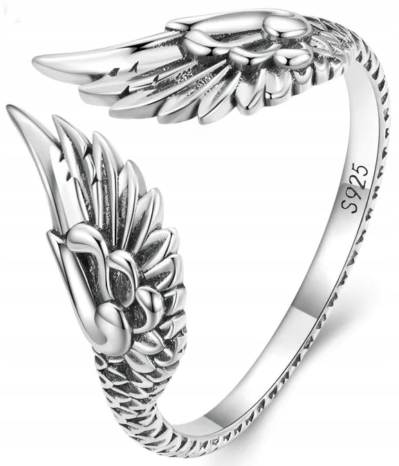 PIERŚCIONEK SREBRNY REGULOWANY SKRZYDŁA srebro próba 925 RODOWANY DAMSKI