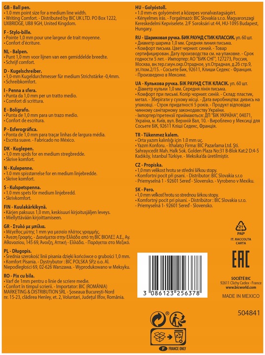 BIC ROUND STIC DŁUGOPIS NIEBIESKI ZESTAW 120 SZTUK