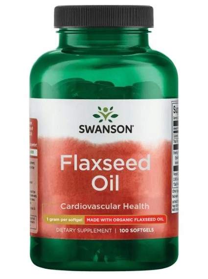 Swanson Olej z Siemienia Lnianego Flaxseed Oil 100 kapsułek Oryginalny
