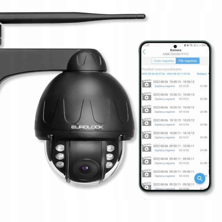 Kamera WiFi IP SMART Zewnętrzna Obrotowa 5MPx 5MP Czarna Metalowa Obudowa