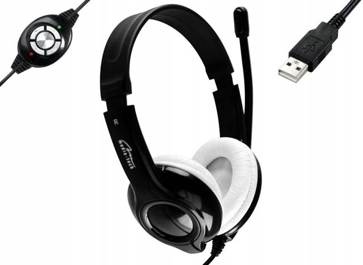 SŁUCHAWKI Z MIKROFONEM DO LAPTOPA KOMPUTERA NA USB