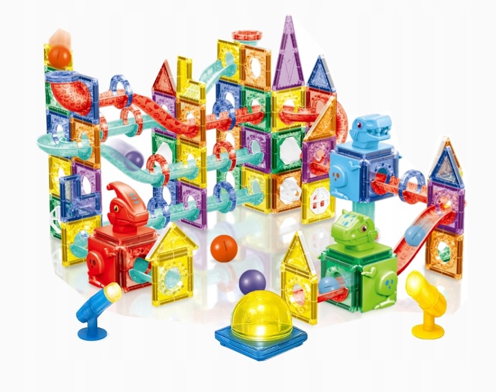 KLOCKI MAGNETYCZNE 178el TOR KULKOWY KULODROM ŚWIECĄCY 129A-1 + GRATIS