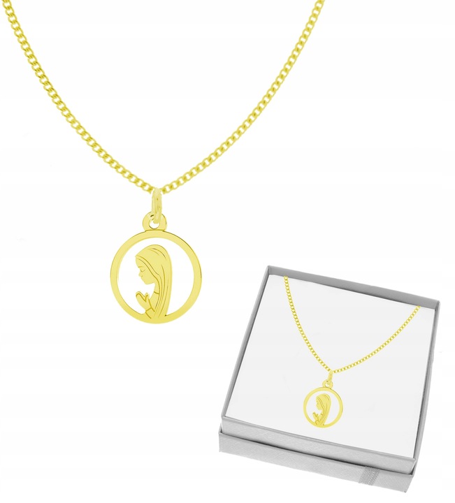 NASZYJNIK SREBRNY ZŁOCONY MEDALIK MATKA BOSKA FATIMSKA SREBRO 925