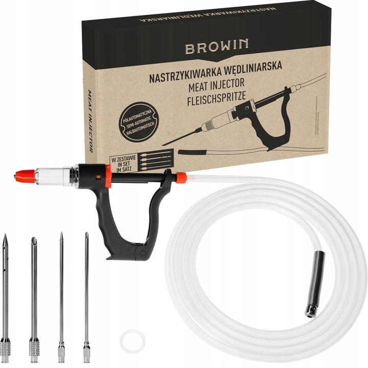 PÓŁAUTOMATYCZNA NASTRZYKIWARKA WĘDLINIARSKA do MIĘSA + ZESTAW IGIEŁ BROWIN