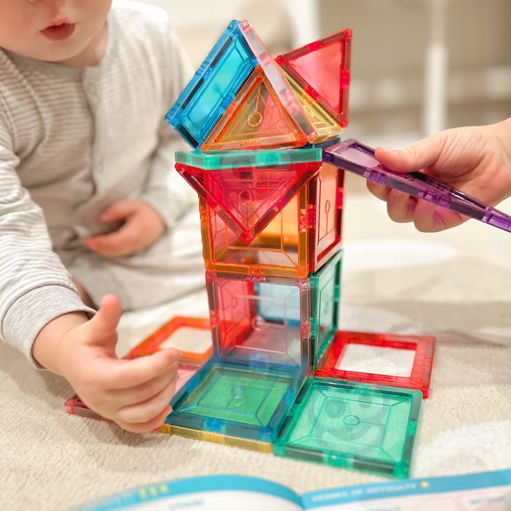 MAGNETYCZNE KLOCKI KONSTRUKCYJNE EDUKACYJNE UKŁADANKA 3D MONTESSORI WOOPIE