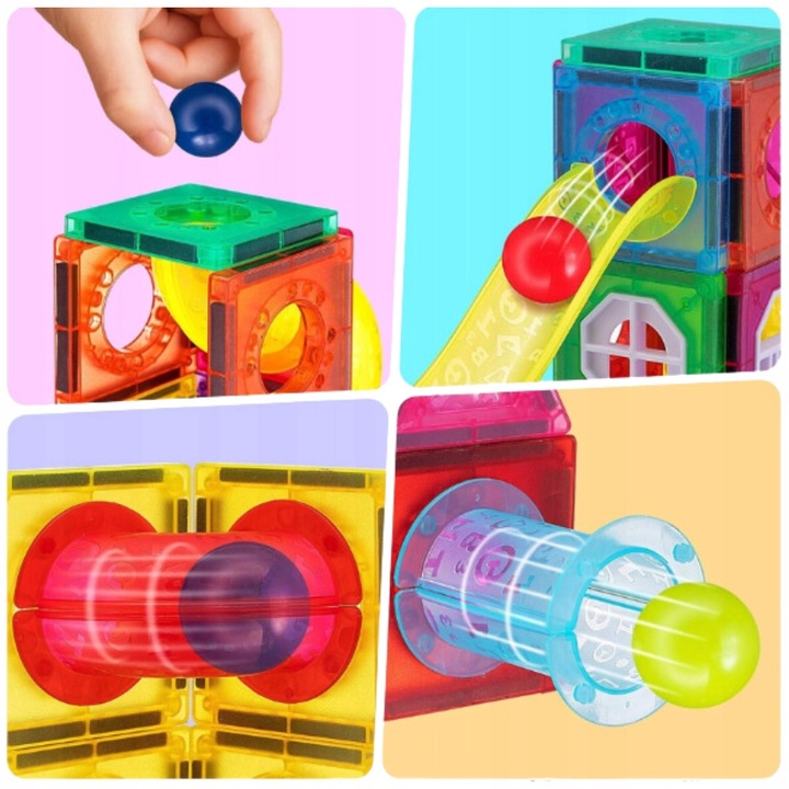 KLOCKI MAGNETYCZNE DLA DZIECKA KONSTRUKCYJNE 3D EDUKACYJNE TOR KULKOWY 42EL