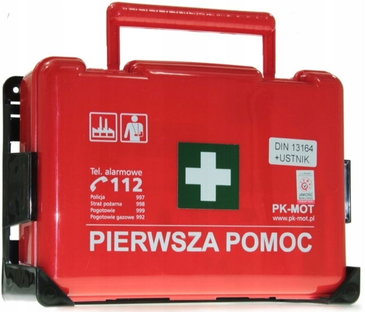 Apteczka zakładowa czerwona przenośna ścienna BDW