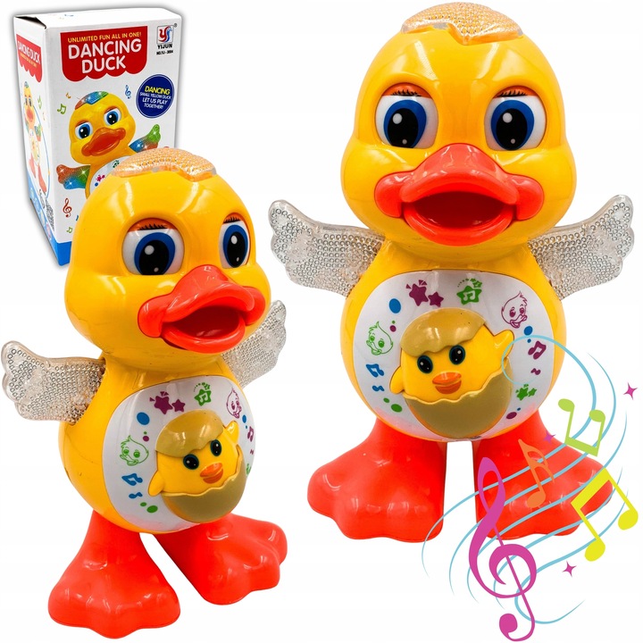 TAŃCZĄCA KACZKA NA BATERIE INTERAKTYWNA EDUKACYJNA ŚWIECĄCA GRAJĄCA