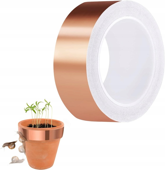 TAŚMA MIEDZIANA ODSTRASZAJĄCA ŚLIMAKI PRZECIW ŚLIMAKOM SAMOPRZYLEPNA 25M