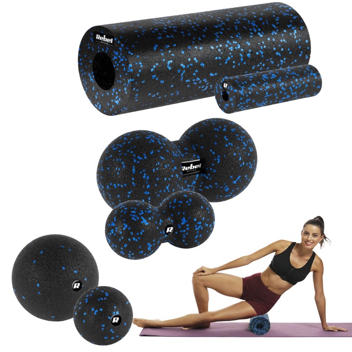 Zestaw wałek do masażu mini roller 2x piłka 2x duoball 6 elem. EPP REBEL