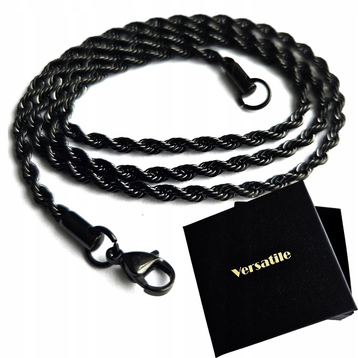 Piękny stalowy łańcuszek męski, 60cm CZARNY, idealny prezent Versatile