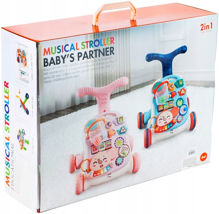 CHODZIK PCHACZ 5W1 KOSZYKÓWKA PANEL STOLIK EDUKACYJNY INTERAKTYWNY DZIECKA