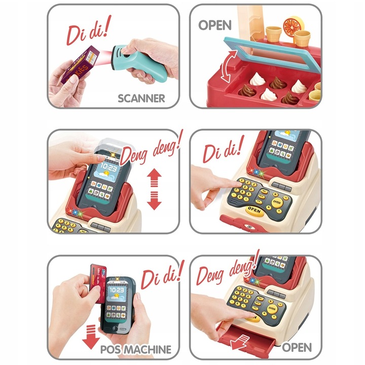 SKLEP SUPERMARKET DLA DZIECI STRAGAN KASA LODY DŹWIĘKI + 55 AKC. MATADI