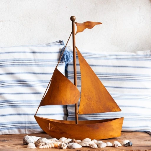 Metalowy Statek Dekoracyjny Ozdoba do Ogrodu Domu Dekoracja Efekt Korten